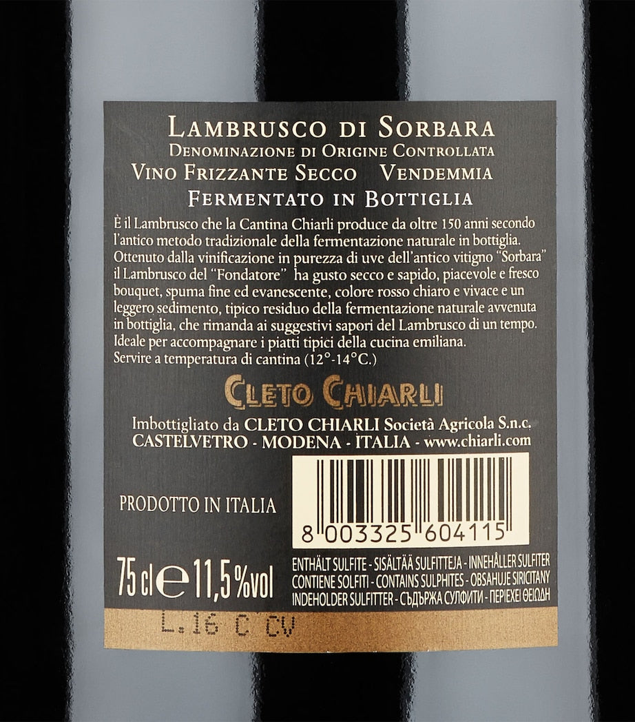 Sparkling Red Lambrusco Wine 2023 Vintage 75cl
