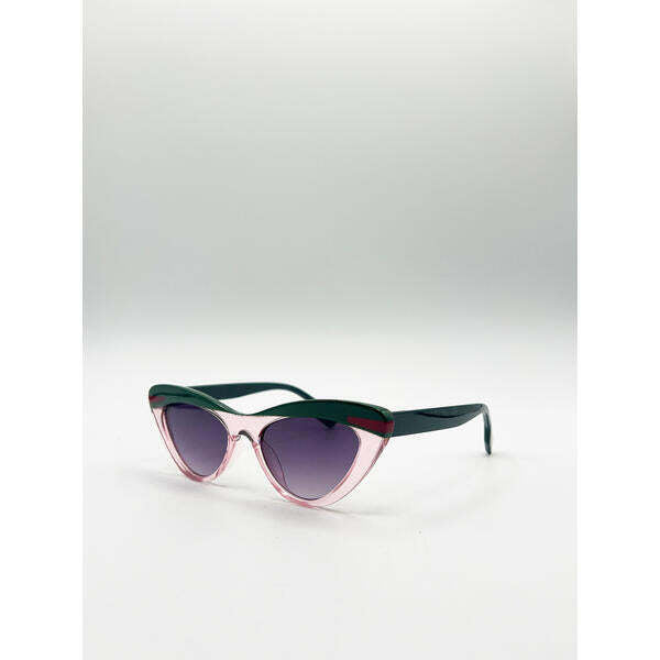 SVNX cat-eye sunglasses pink green - British product