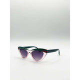 SVNX cat-eye sunglasses pink green - British product