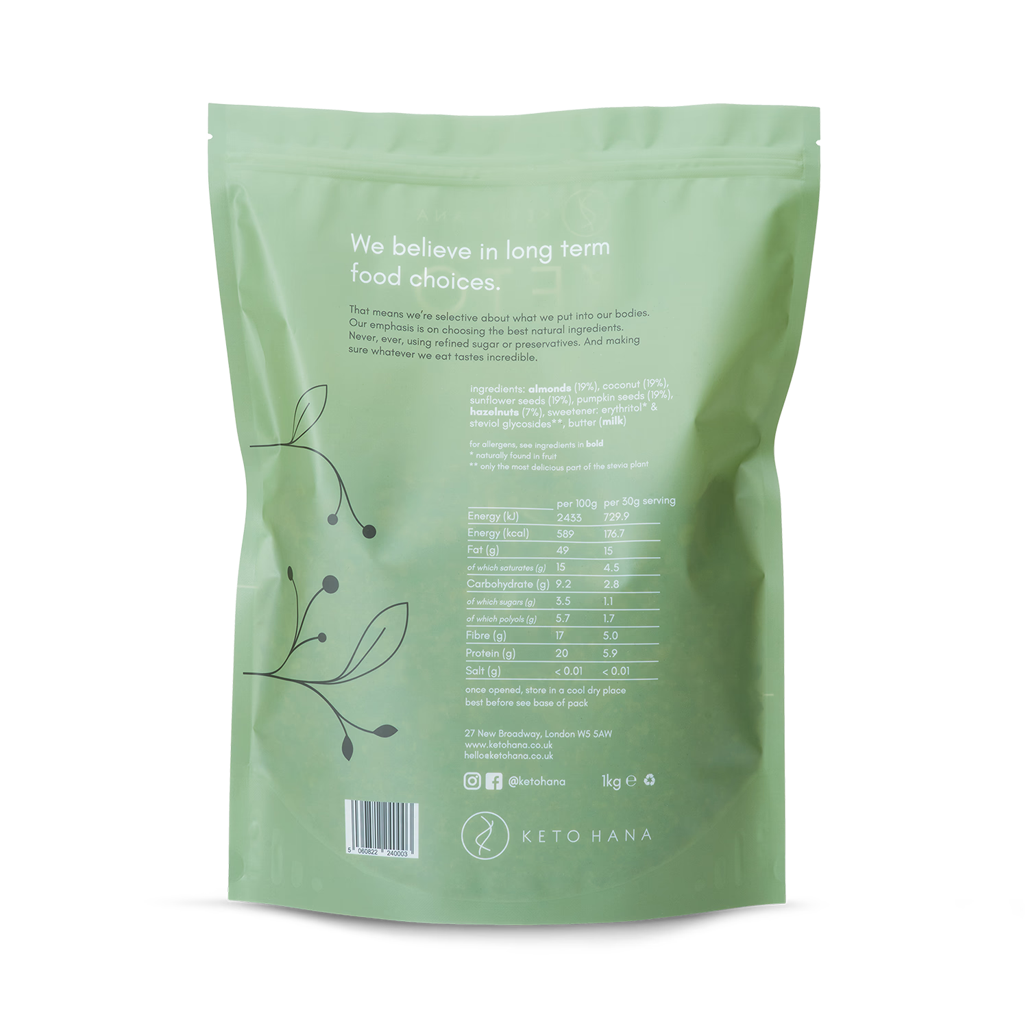 Keto Hana granola coconut & almond 1kg (British brand)