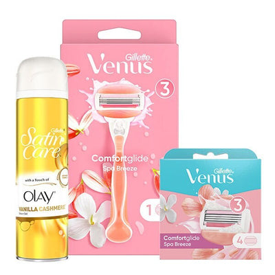 Superdrug Venus Spa Breeze Razor Starter Pack 4 Blades And Shaving Gel- Buy online at McGrocer