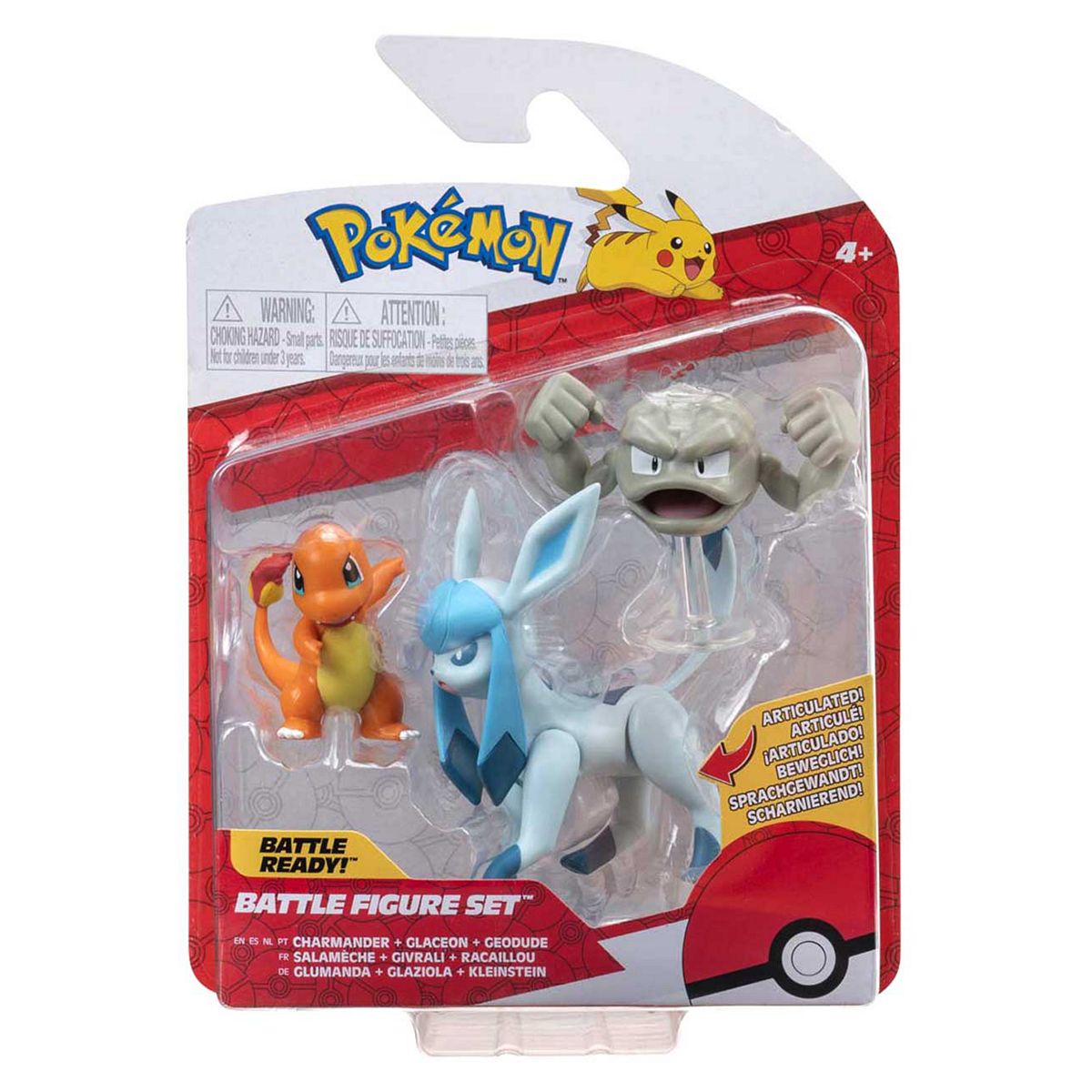 Pokemon Battle Figure Set Geodude Charmander and Glaceon GOODS Boots   