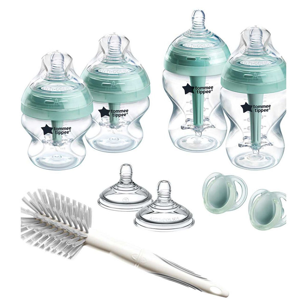 Tommee Tippee Advanced Anti-Colic Newborn Starter Set for Colicky Babies, 4 x Bottles, 2 x Teats, Vented Anti-Colic Wand