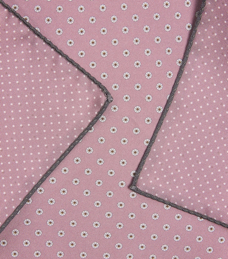 Canali silk medallion print pocket square 33cm, UK version