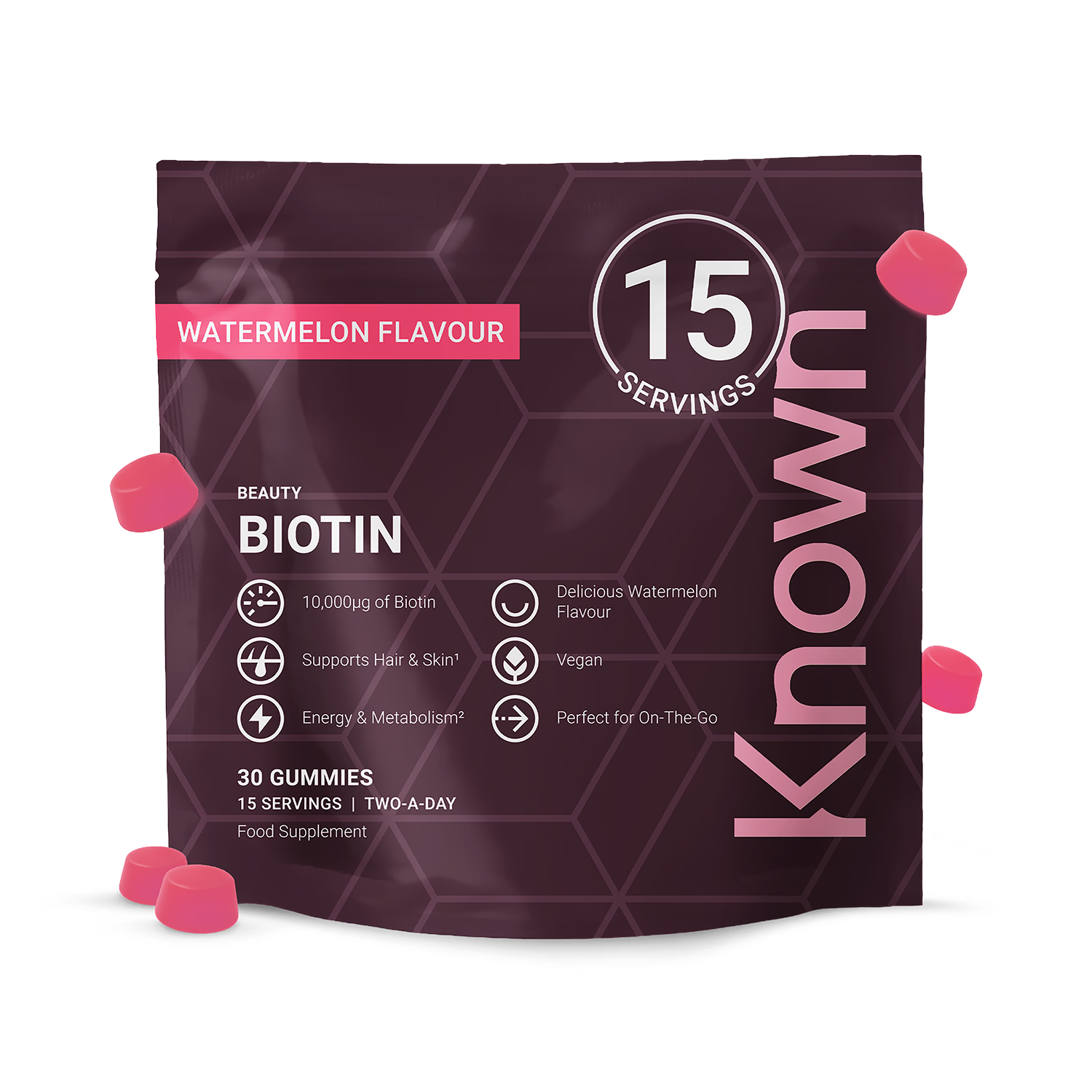 Known Nutrition biotin gummies watermelon flavour 30 count - British product