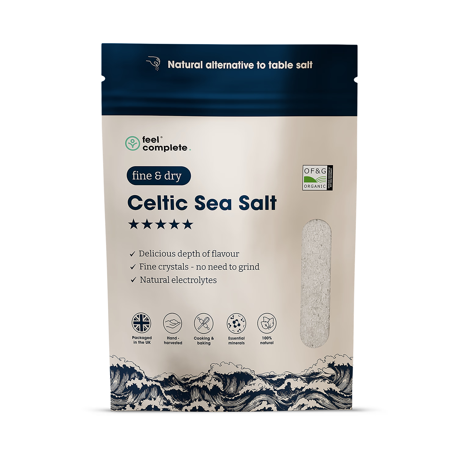 Feel Complete Celtic Sea Salt fine dry 800g - British product
