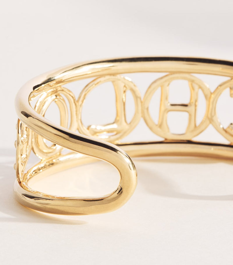 Chloé Script Cuff Bracelet in aged gold-tone brass (British brand)