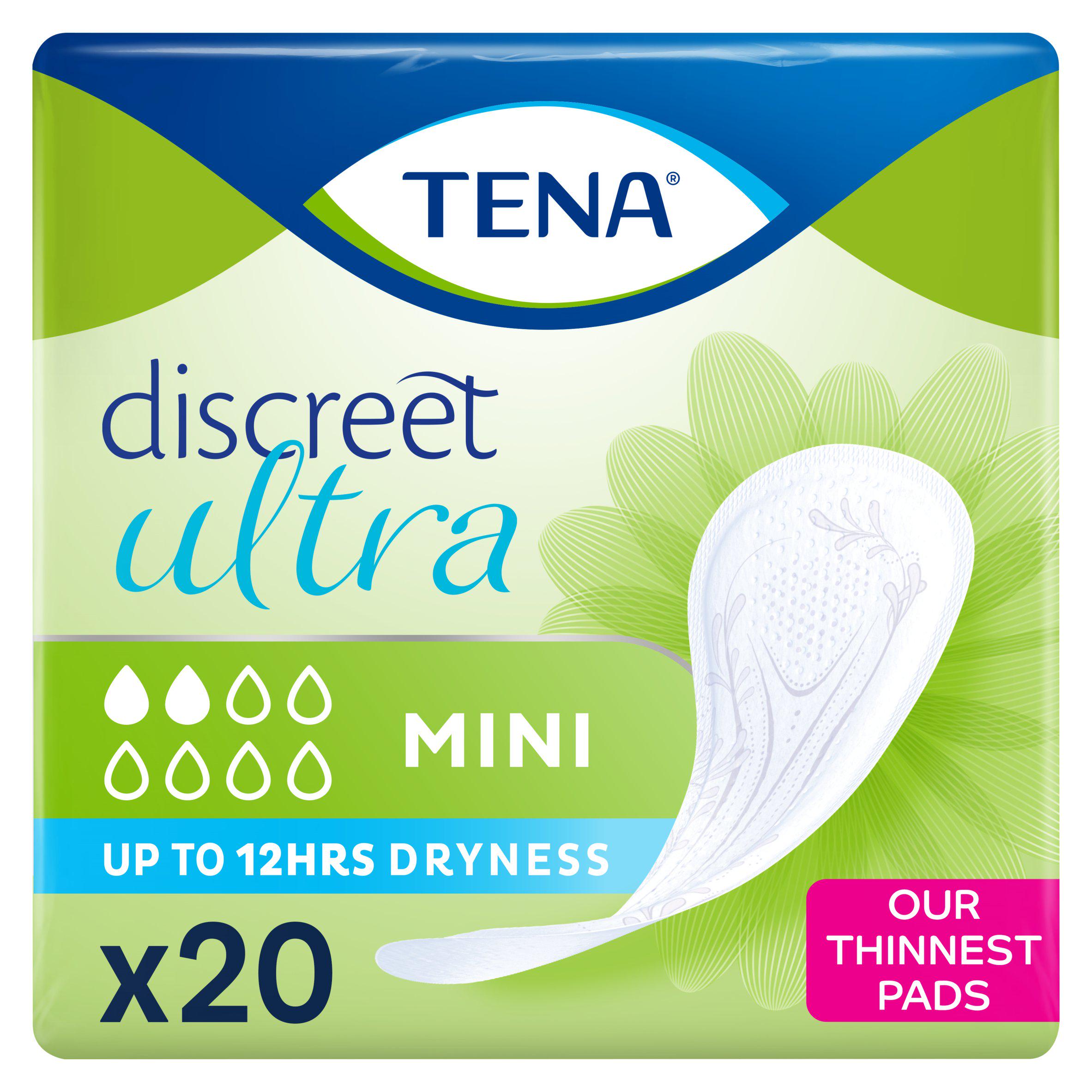 TENA Lady Discreet Mini Incontinence Pads x20 bladder weakness Sainsburys   