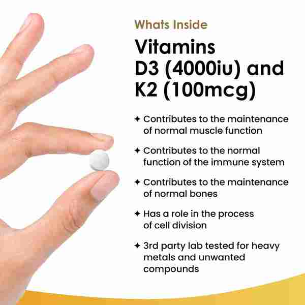 New Leaf Vitamin D3 & K2 Tablets D3 4000iu + K2 100mcg GOODS Superdrug   