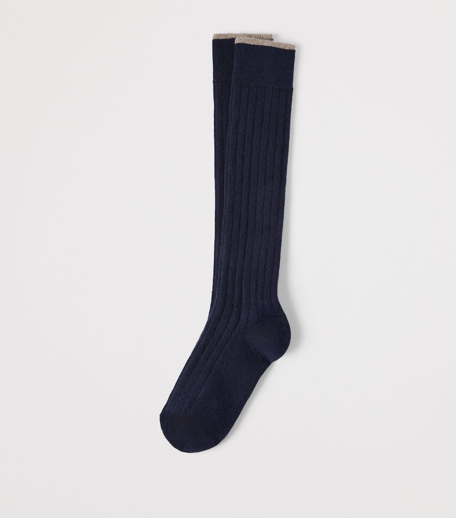Brunello Cucinelli cashmere ribbed socks, imported from the UK