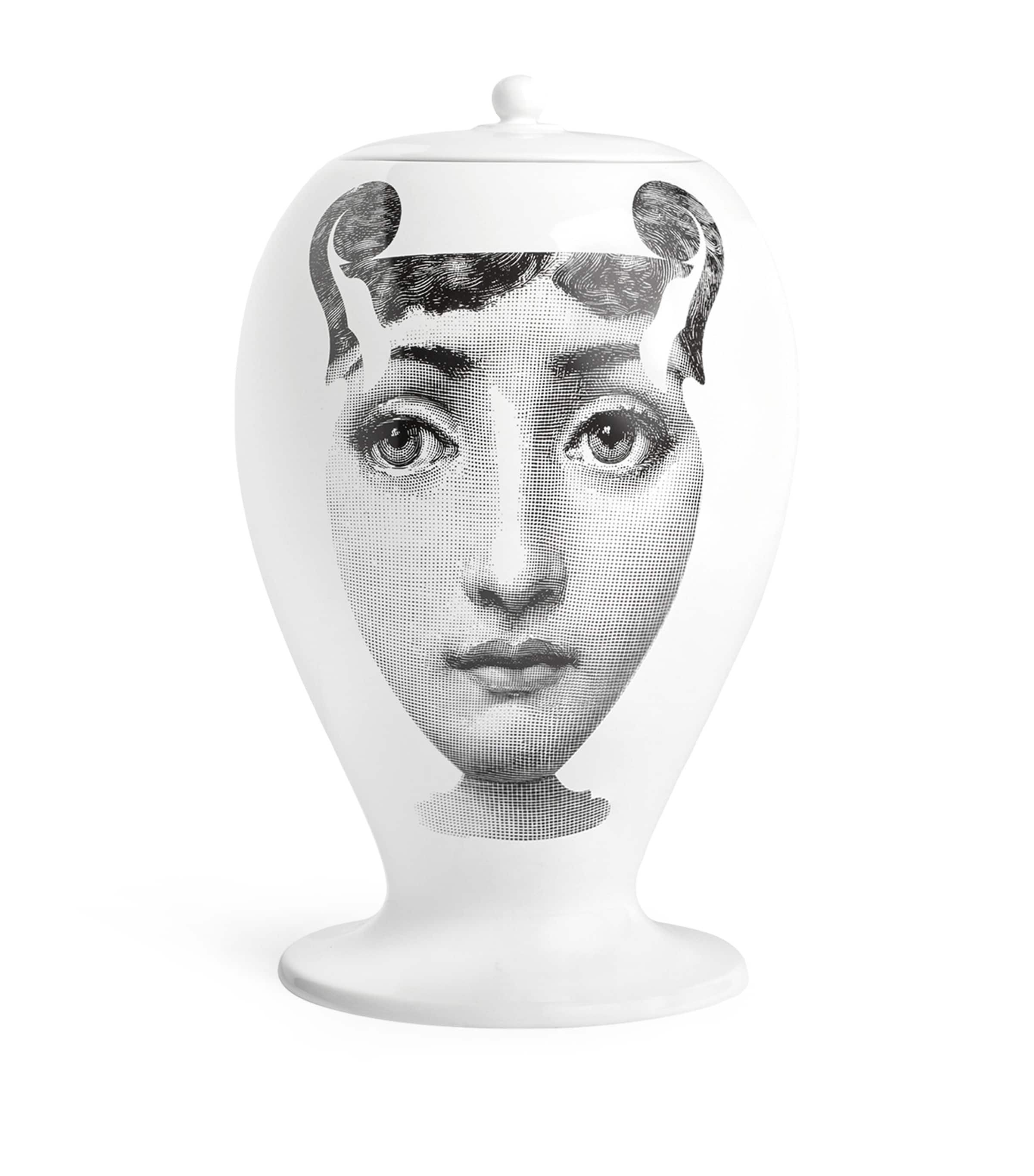 Fornasetti porcelain decorative vase with silhouette design, 30cm tall - British product