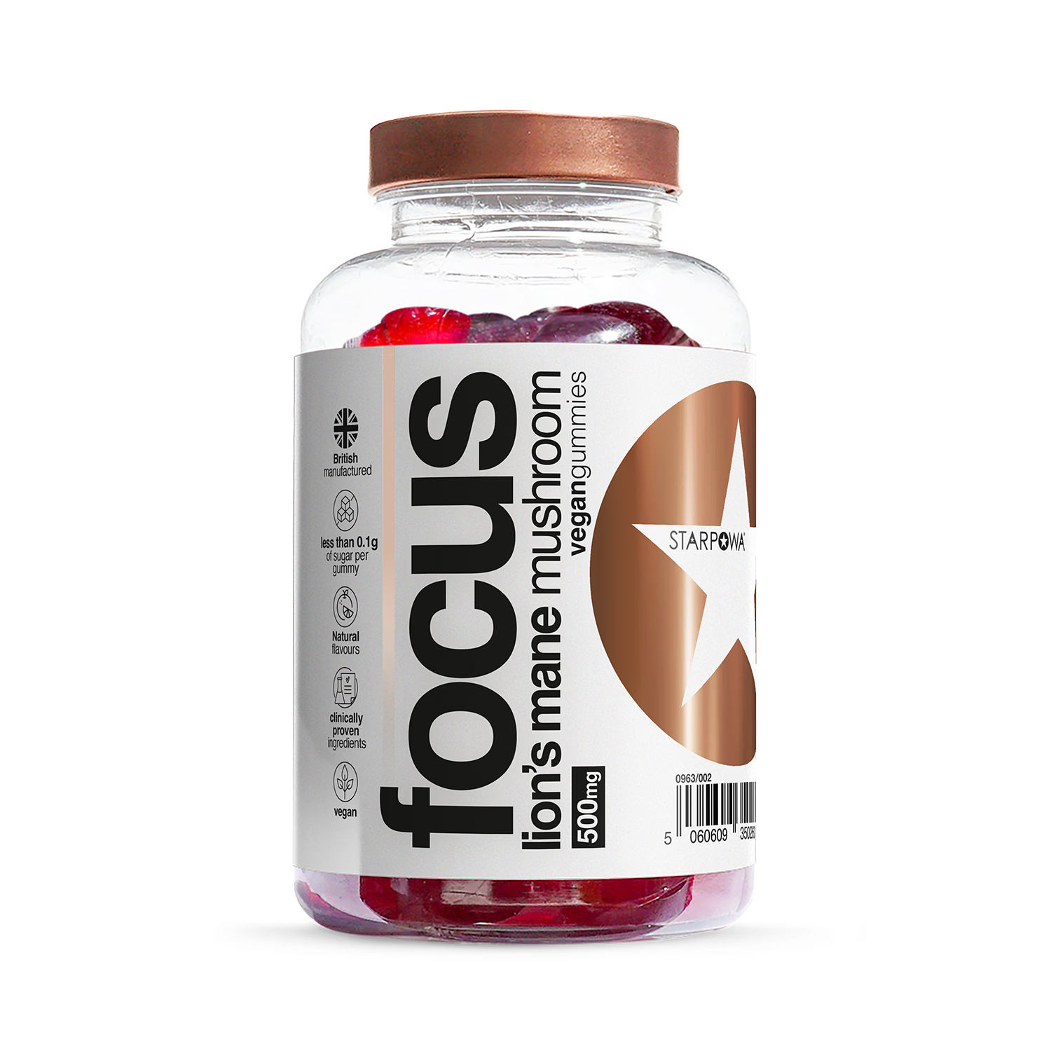 Starpowa Focus Lion's Mane gummies 60 count (British brand)