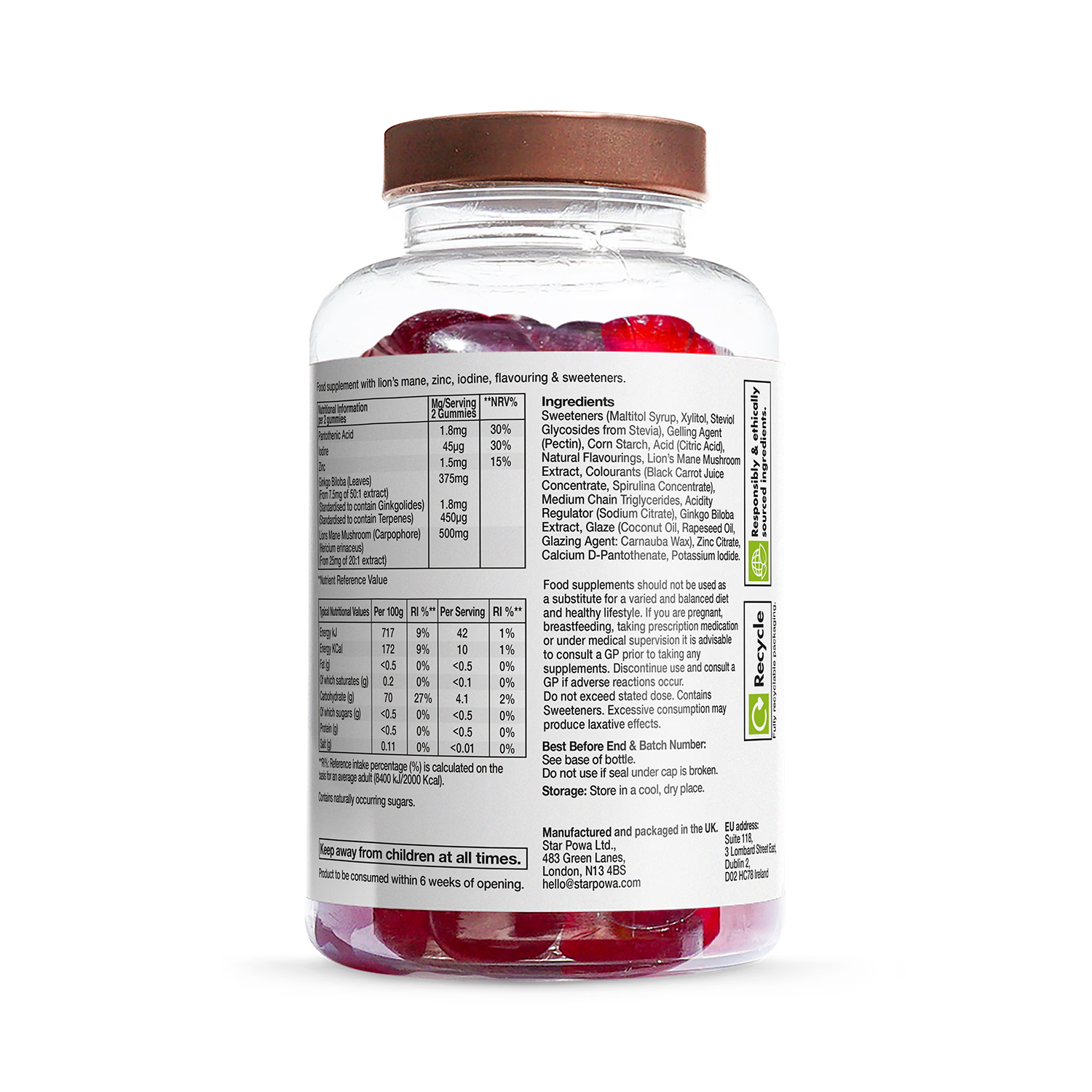 Starpowa Focus Lion's Mane gummies 60 count (British brand)