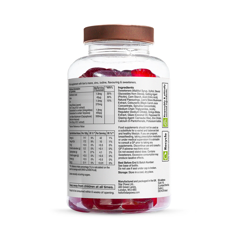 Starpowa Focus Lion's Mane gummies 60 count (British brand)