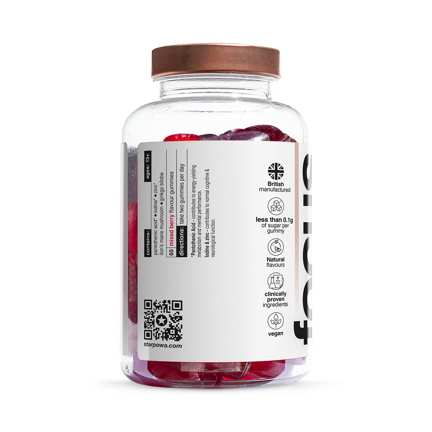Starpowa Focus Lion's Mane gummies 60 count (British brand)
