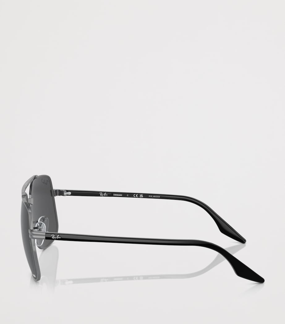 Lunettes de soleil carrées Ray-Ban Verres Polarized+ monture métallique - Produit britannique