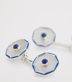Deakin & Francis sterling silver cufflinks mother-of-pearl sapphire - British product