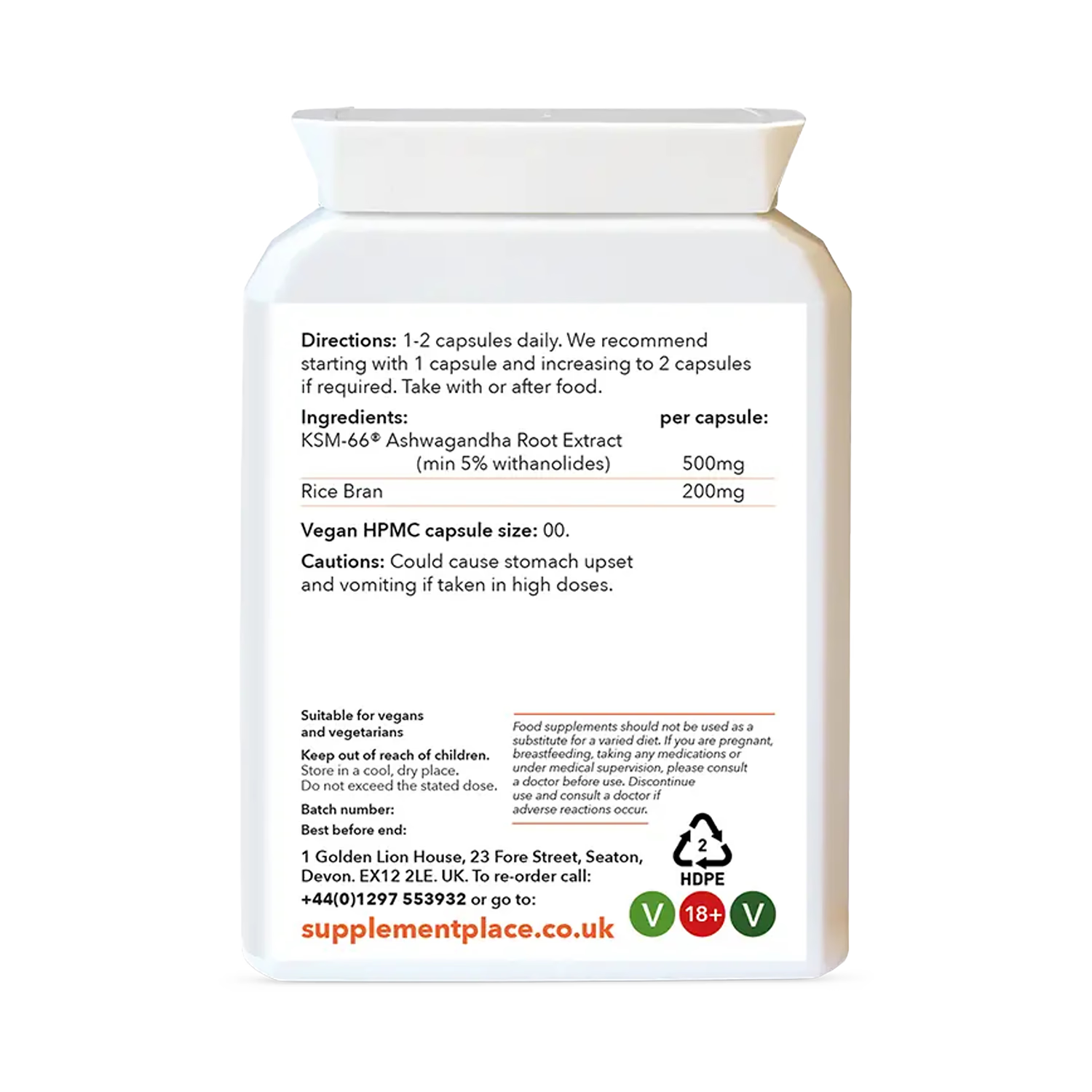 Supplement Place Ashwagandha KSM-66 500mg capsules - British product