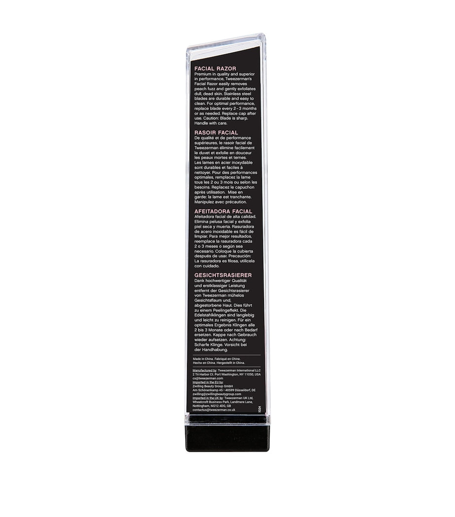 Rasoir facial Tweezerman lame en acier inoxydable, version UK