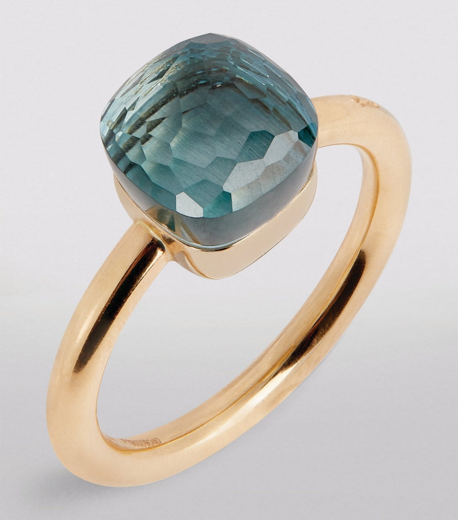 Pomellato blue topaz Nudo ring 18k rose gold (British brand)