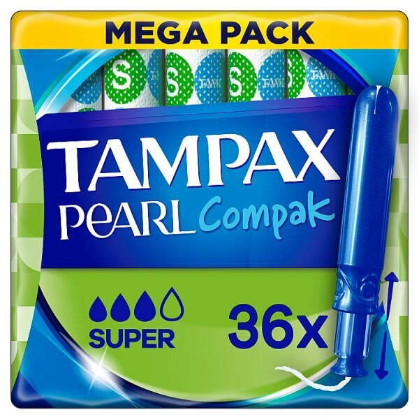 Tampax Compak Pearl Applikator Tamponger Super x36 VARER Superdrug