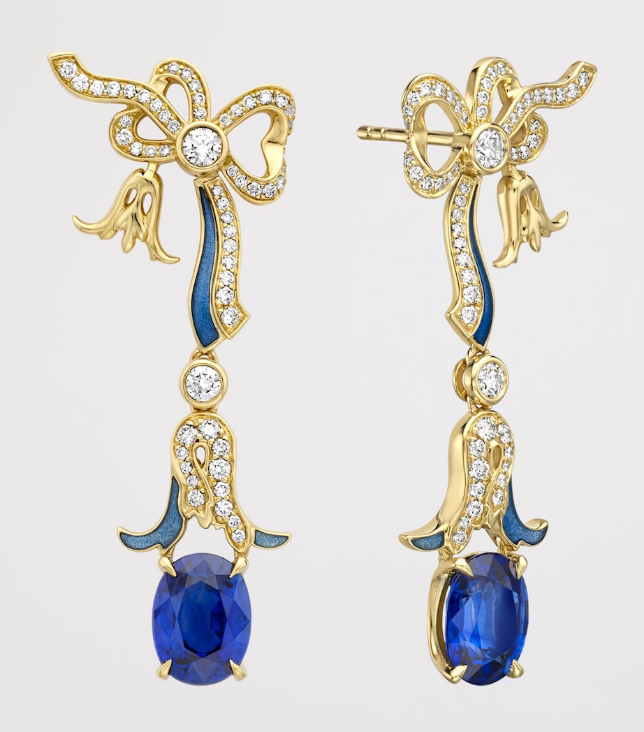 Boodles Palace Collection earrings with diamonds and sapphires, imported from the UK