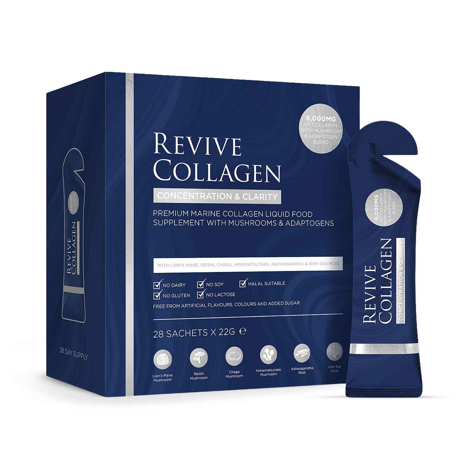 Revive Concentration & Clarity collagen sachets 28 x 22g (British brand)