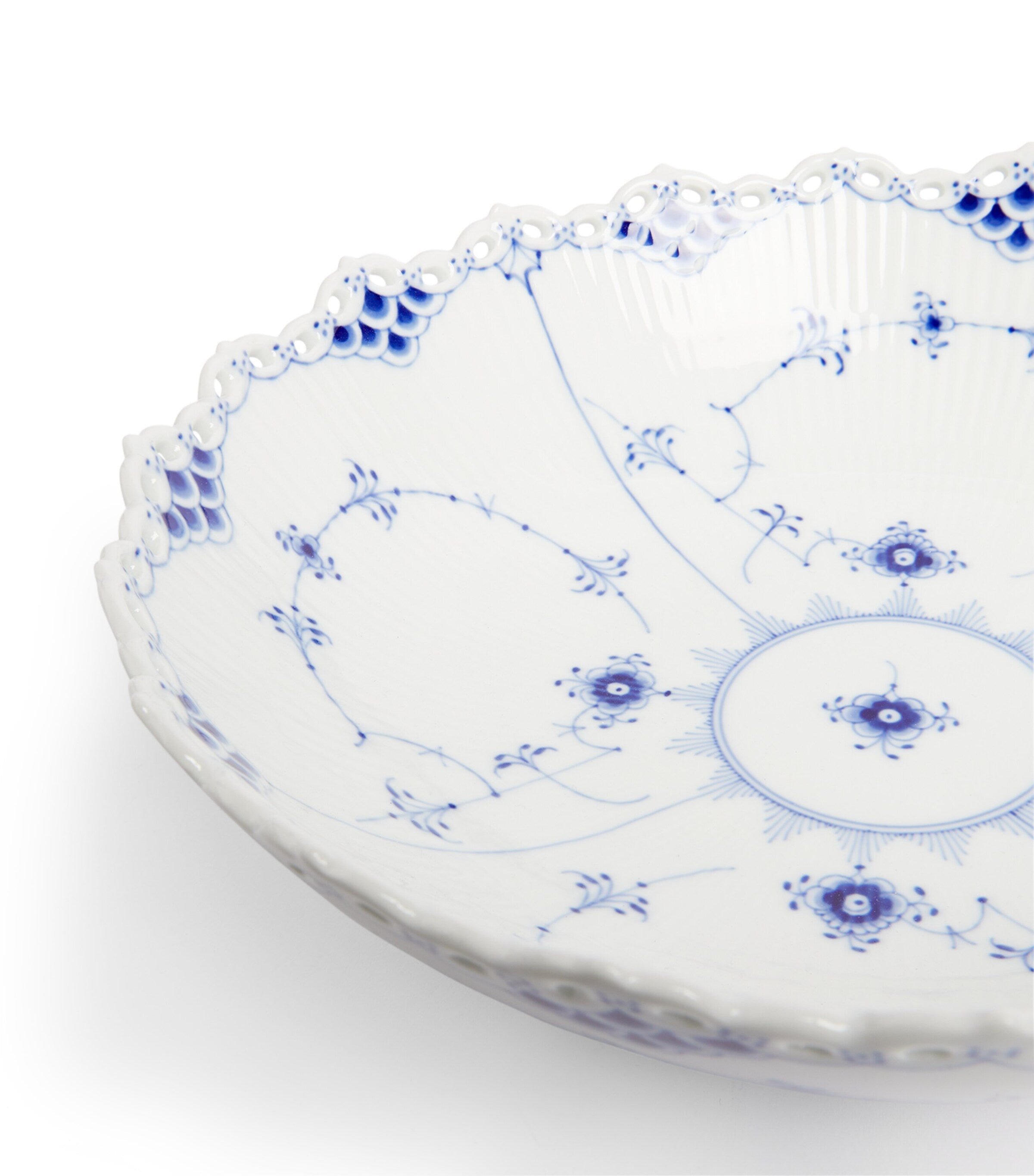 Royal Copenhagen Blue Fluted Full Lace bowl 28cm, imported from the UK