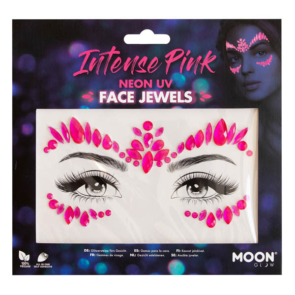 Moon Glow Neon UV Face Jewels Intense Pink, imported from the UK