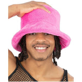 Smiffys pink fur bucket hat, imported from the UK