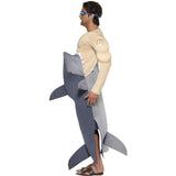 Smiffys man eating shark costume in grey with bodysuit and goggles, UK version
