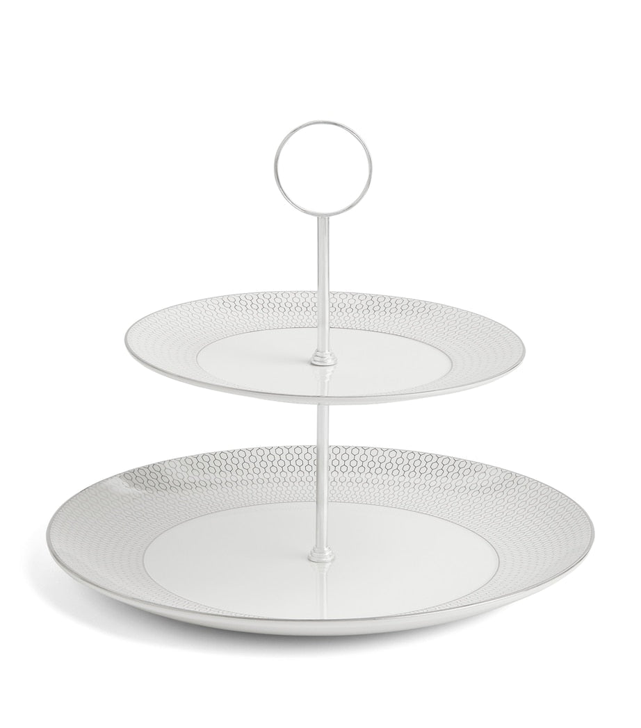 Wedgwood Gio Platinum 2-Tier cake stand (British brand)