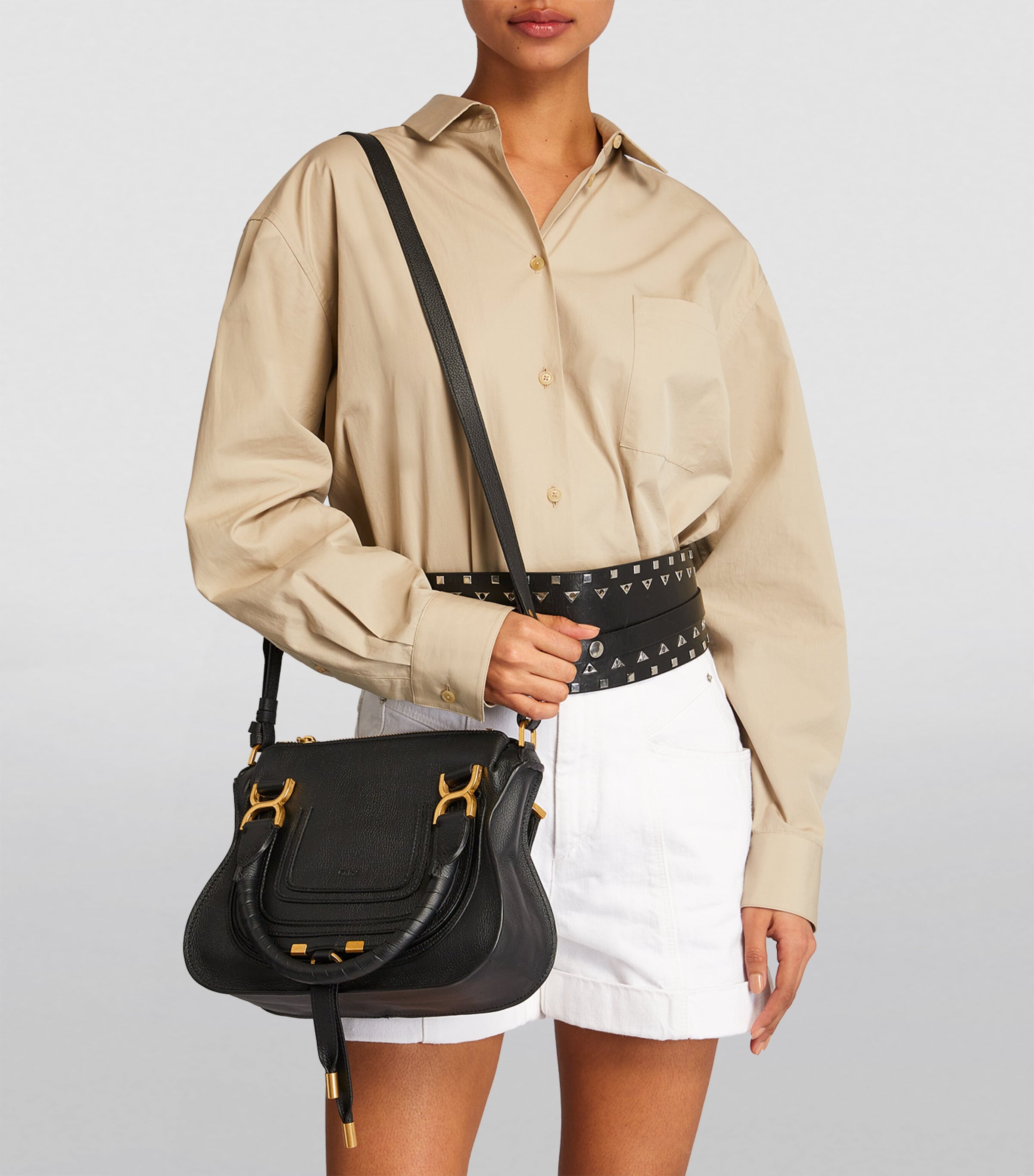 Chloé Marcie top-handle bag in grained leather, imported from the UK