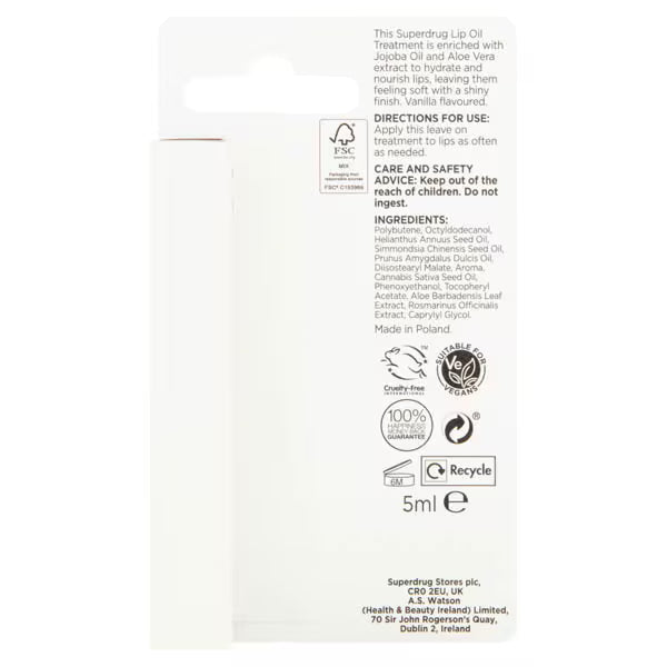 Superdrug Lippenöl Vanille 5ml - Britisches Produkt