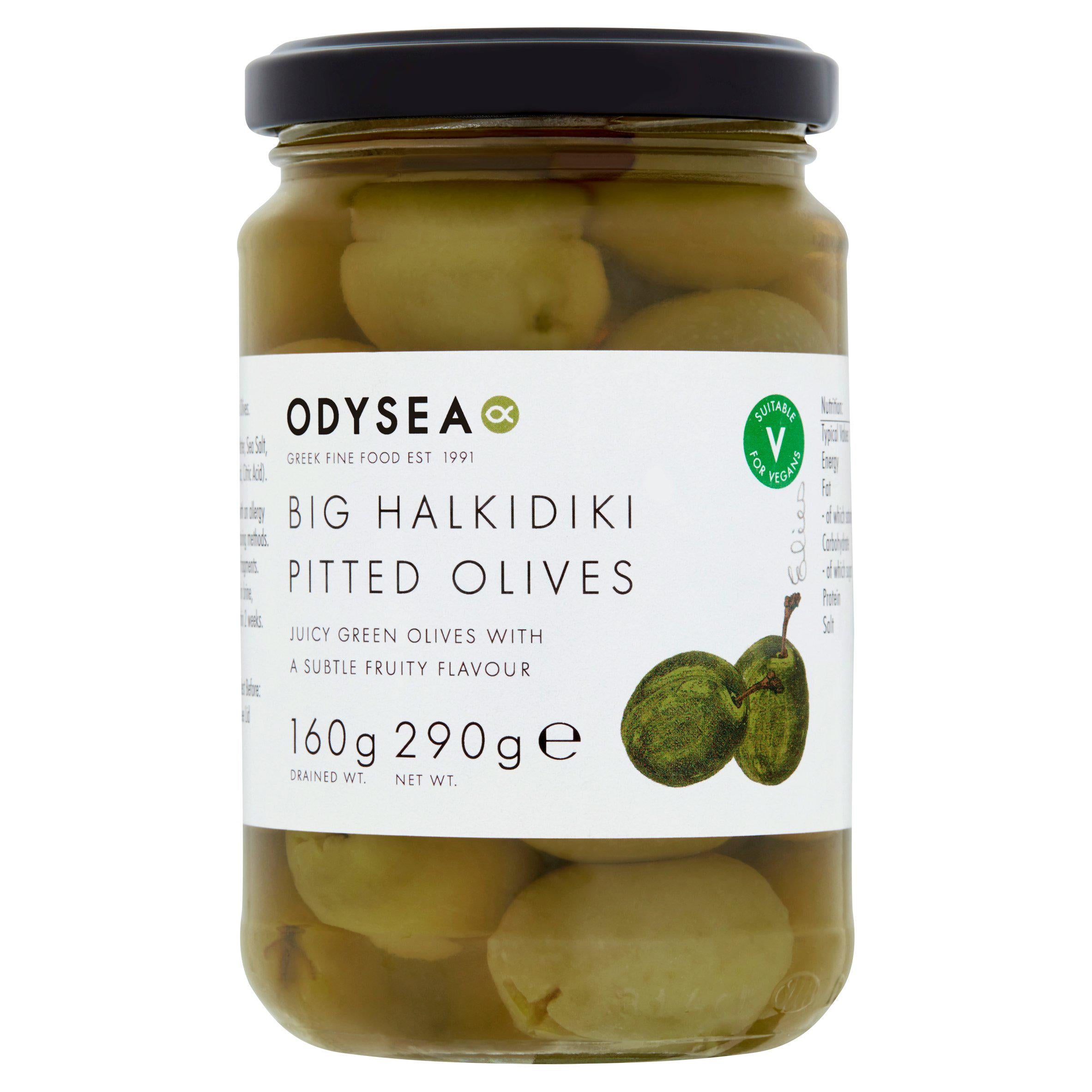 Odysea Greek Big Halkidiki Pitted Olives 290g (160g*) Olives & antipasti Sainsburys   