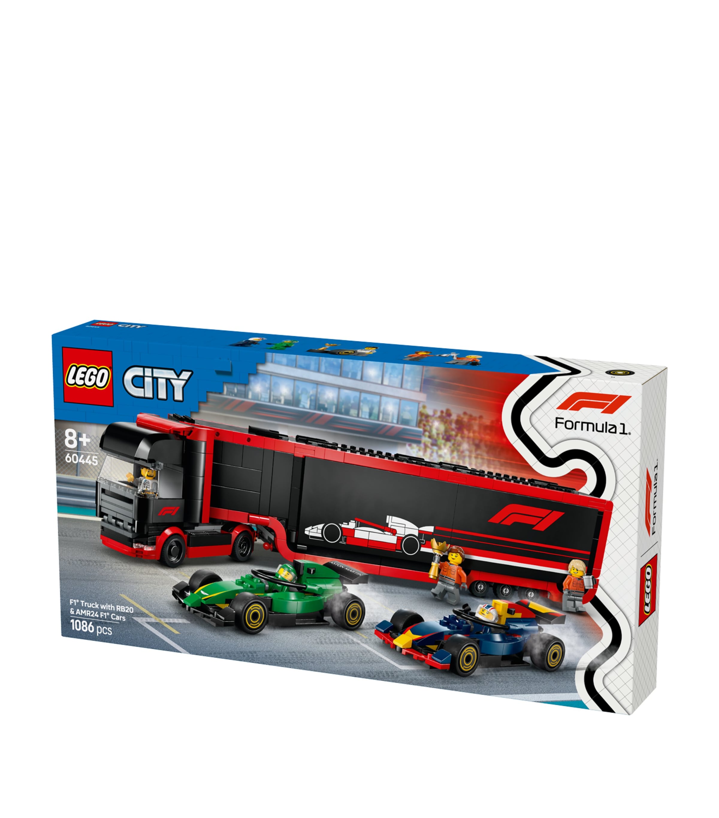Lego F1 Truck with RB20 and AMR24 F1 Cars set, UK version