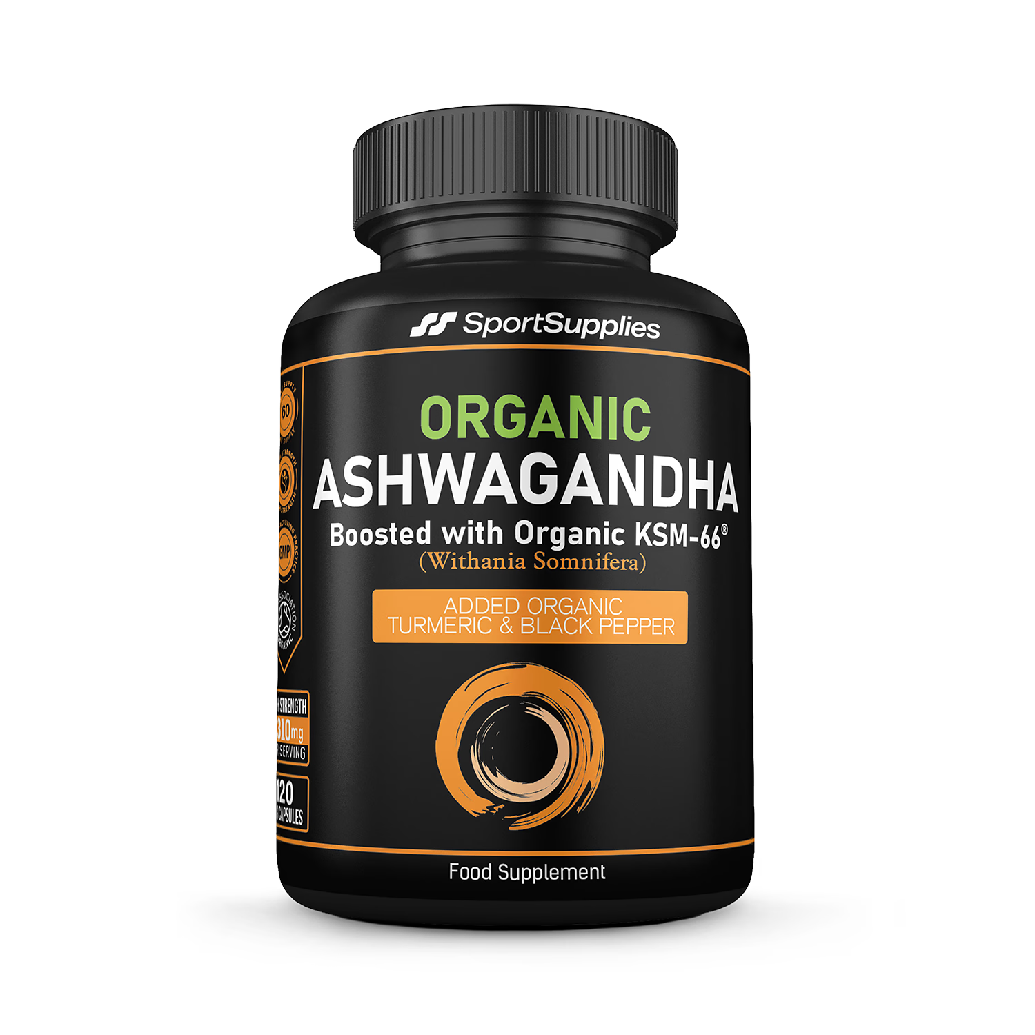 Organic Ashwagandha supplement with KSM-66 and Turmeric capsules, UK version
