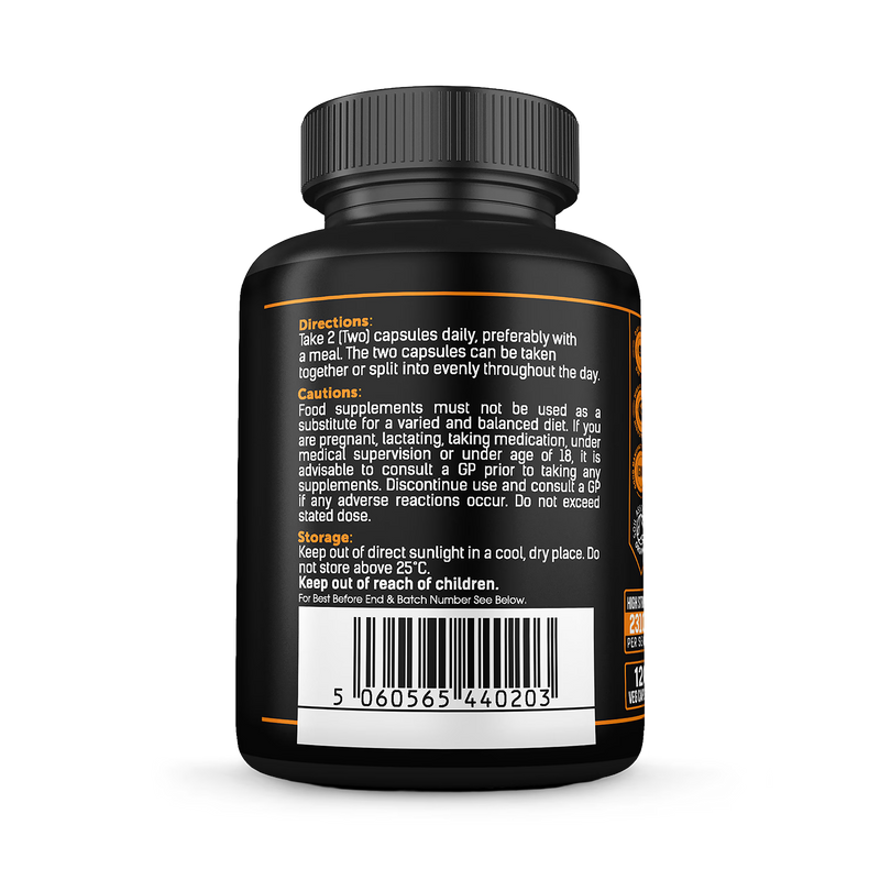 Organic Ashwagandha supplement with KSM-66 and Turmeric capsules, UK version