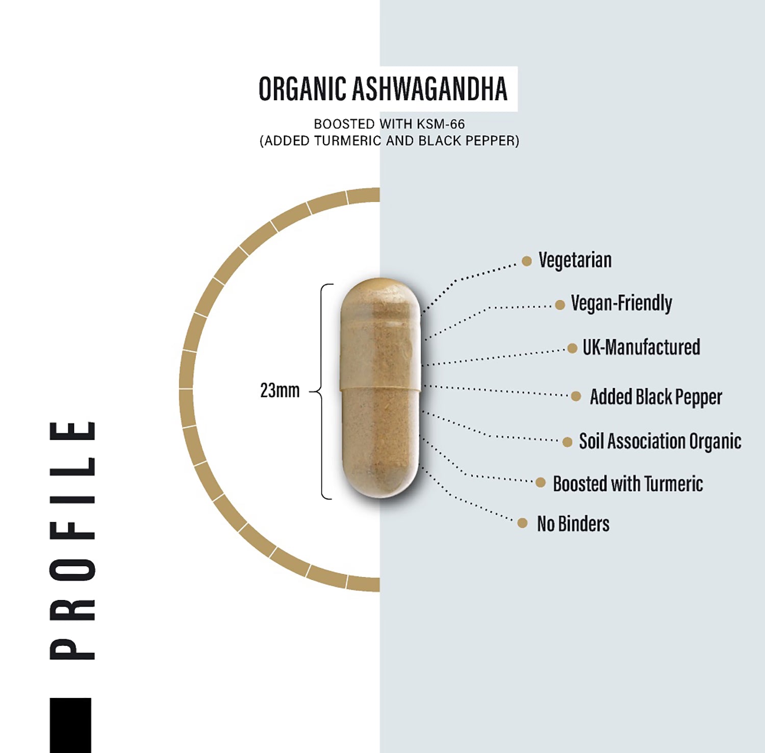 Organic Ashwagandha supplement with KSM-66 and Turmeric capsules, UK version