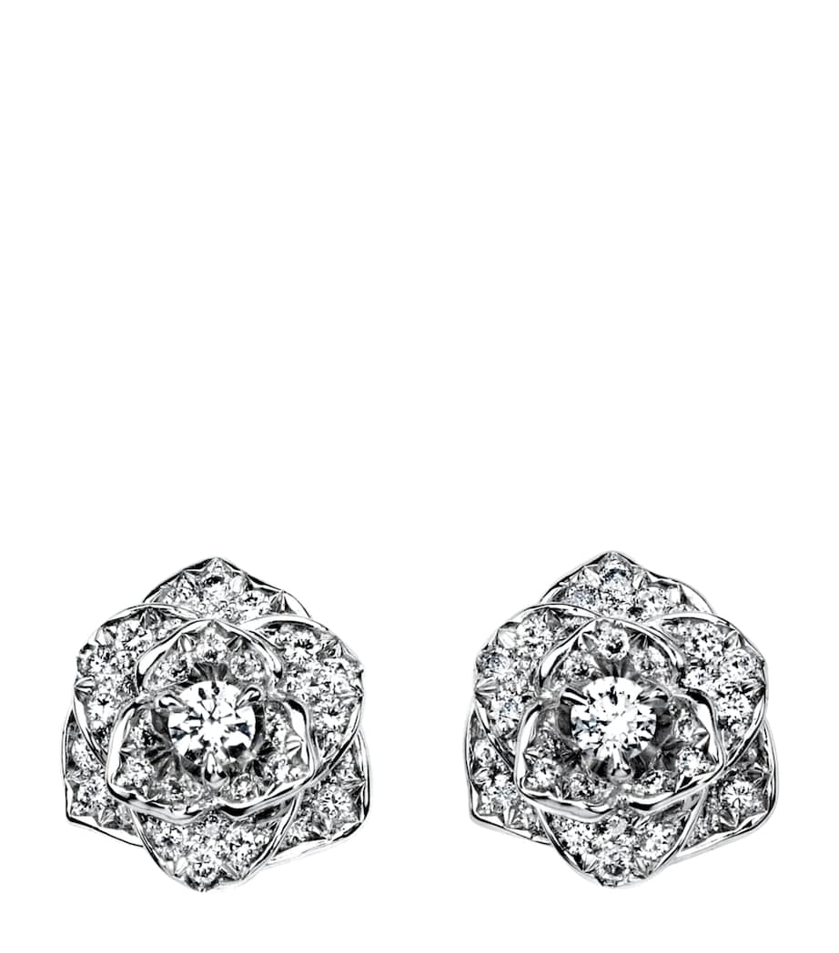 Piaget rose stud earrings 18kt white gold diamonds, UK version