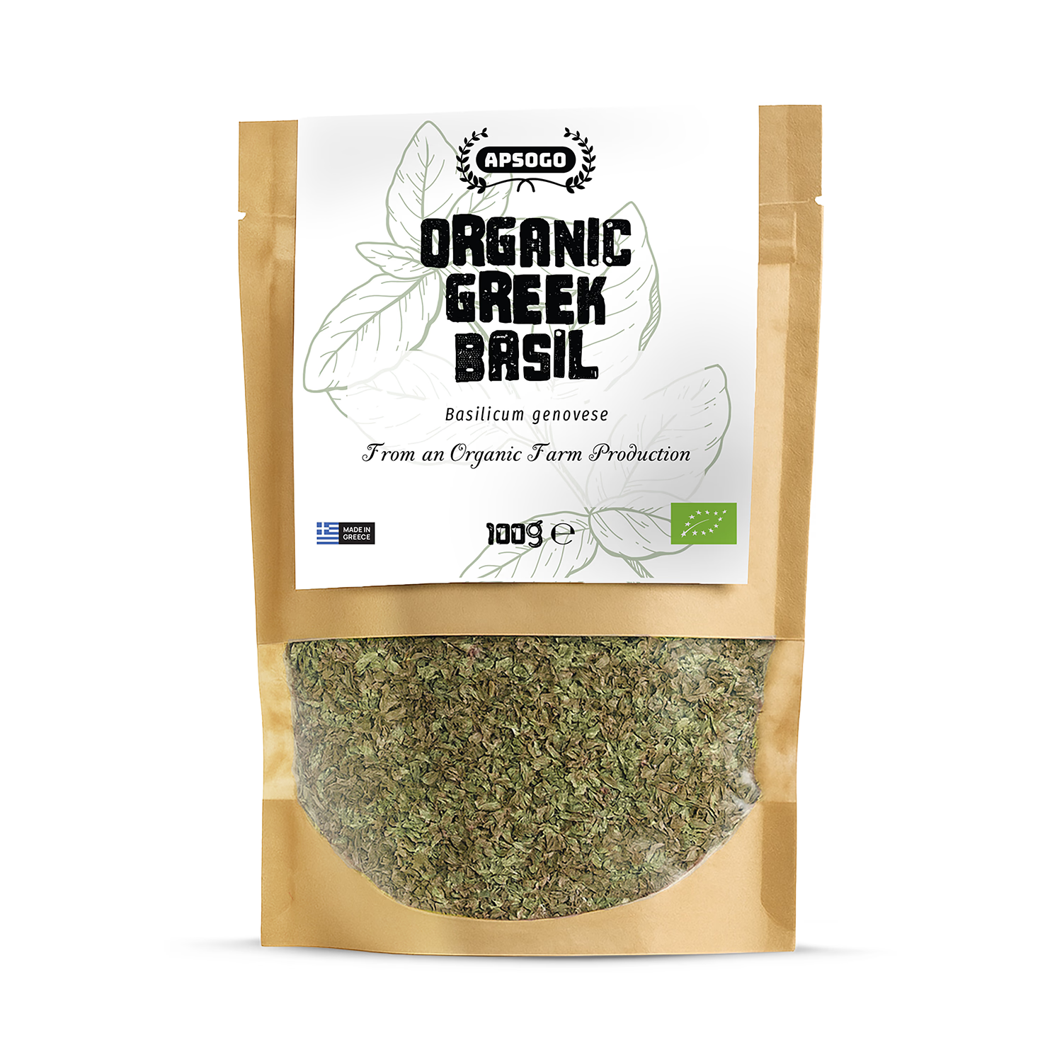 APSOGO organic dried basil 100g - British product