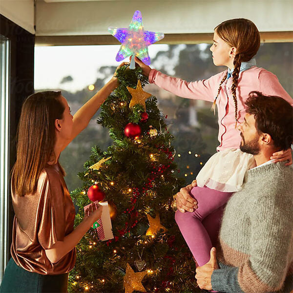 Livingandhome 24cm LED star tree topper, UK version