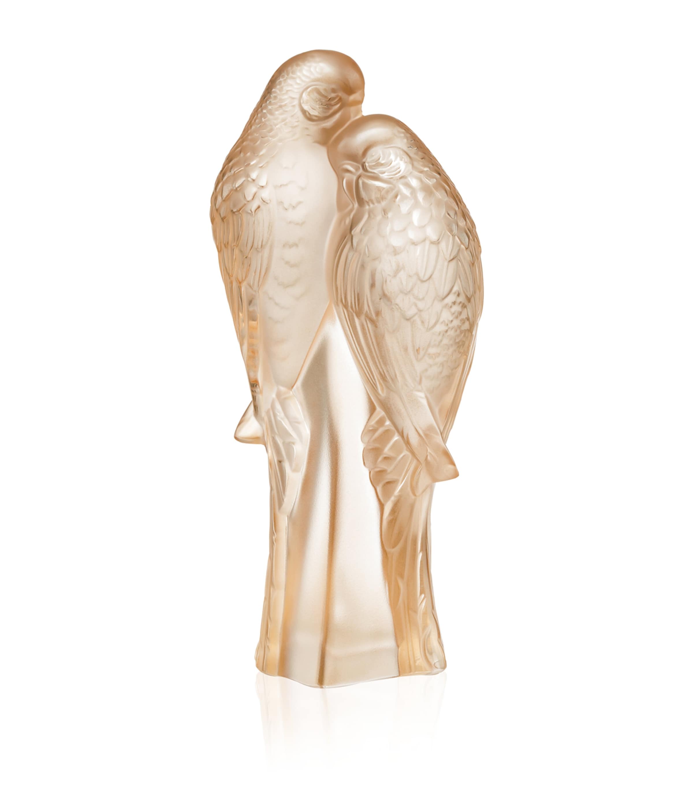 Lalique crystal sculpture two parakeets, UK version