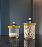 Alessi storage jar glass and beech wood - British product
