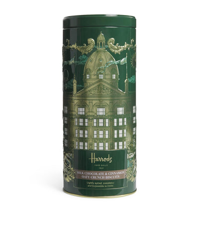Harrods Harrods Milk Chocolate and Cinnamon Oaty Crunch Biscuit Tin 200g- Buy online at McGrocer