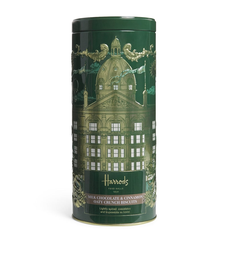 Harrods milk chocolate and cinnamon oat crunch biscuit tin 200g, UK version