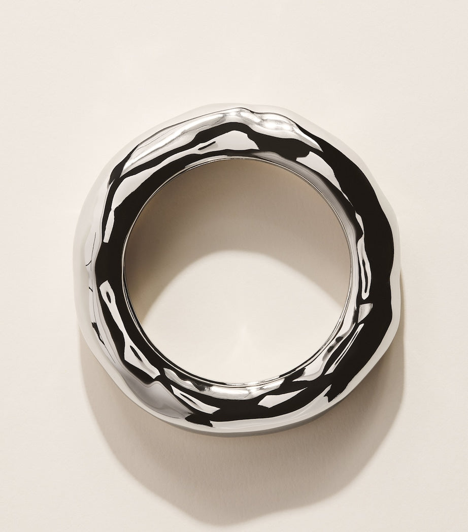 Alexis Bittar large molten wide bangle rhodium plated brass - British product