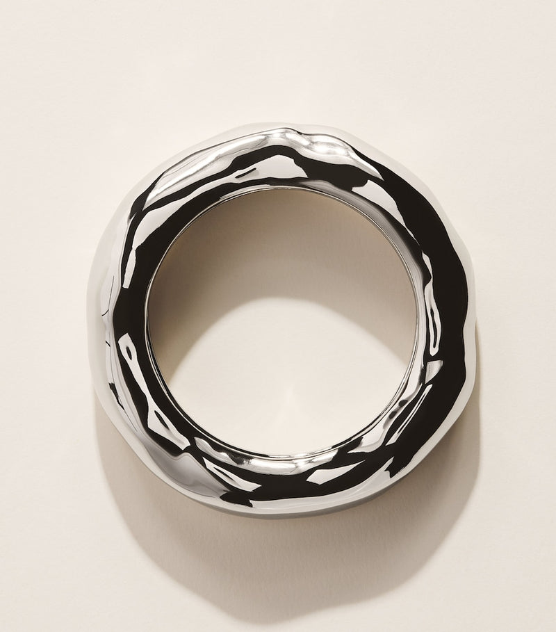 Alexis Bittar large molten wide bangle rhodium plated brass - British product