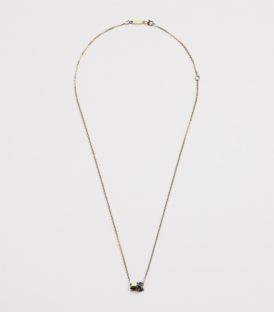 Suzanne Kalan yellow gold blue sapphire pendant necklace, imported from the UK