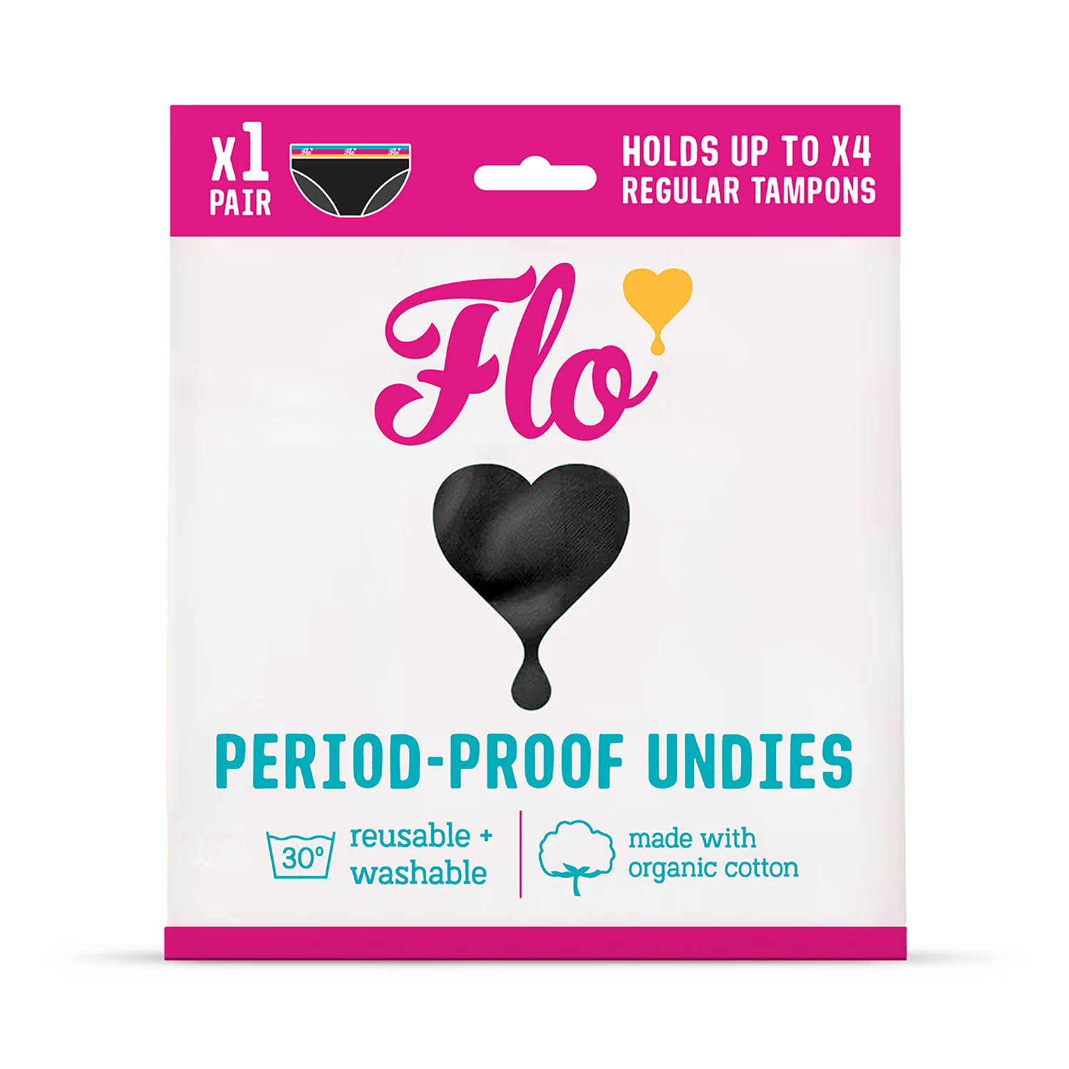 Flo reusable period pants medium flow size medium, imported from the UK